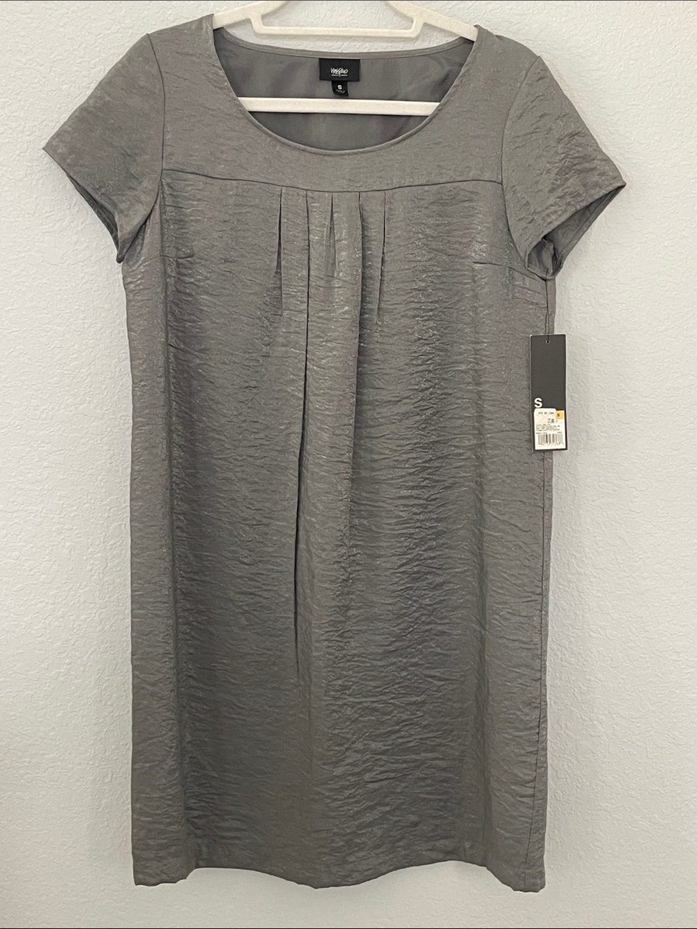 Mossimo NWT Gray Textured Shift Dress Small Lined Career Office Short Sleeve